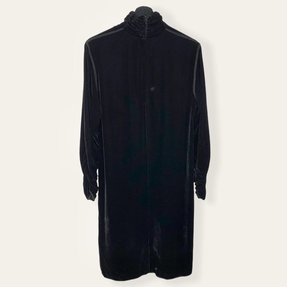 Vintage 90s Andrea Jovine Black Velvet Turtleneck Long Sleeve Tunic Small - Picture 4 of 12